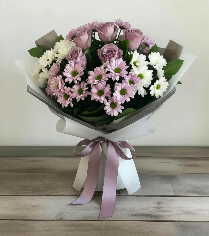 Букет цветов из: Хризантемы и Розы в Тарногском Городке