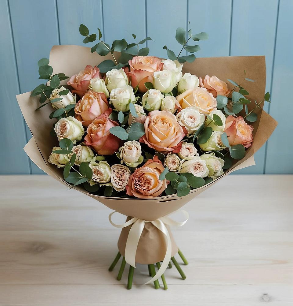 Букет цветов из: Альстромерии и Розы в Тарногском Городке