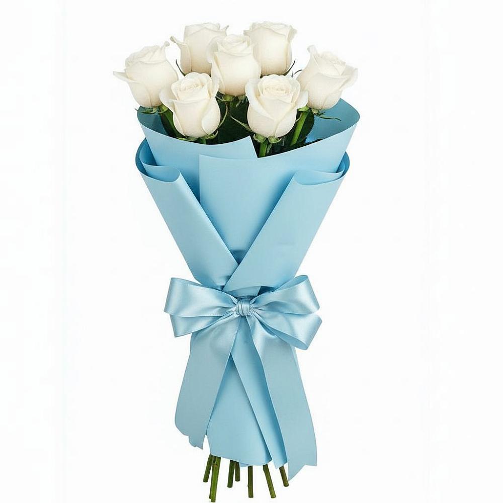 Букет 7 белых роз Проуд в Тарногском Городке