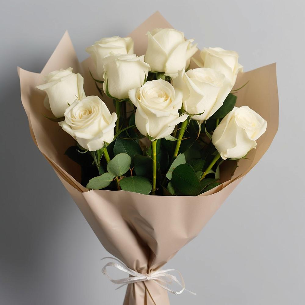 Букет 9 Белых роз Эдлесс Лав в Тарногском Городке