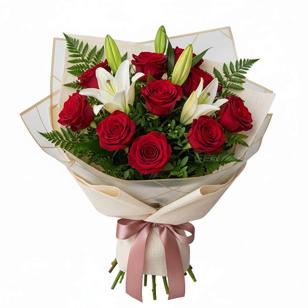 Букет цветов из: Лилии и Розы в Тарногском Городке