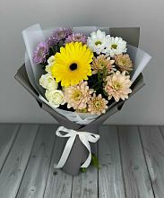 Букет цветов из:  Розы, Герберы и Хризантемы в Тарногском Городке