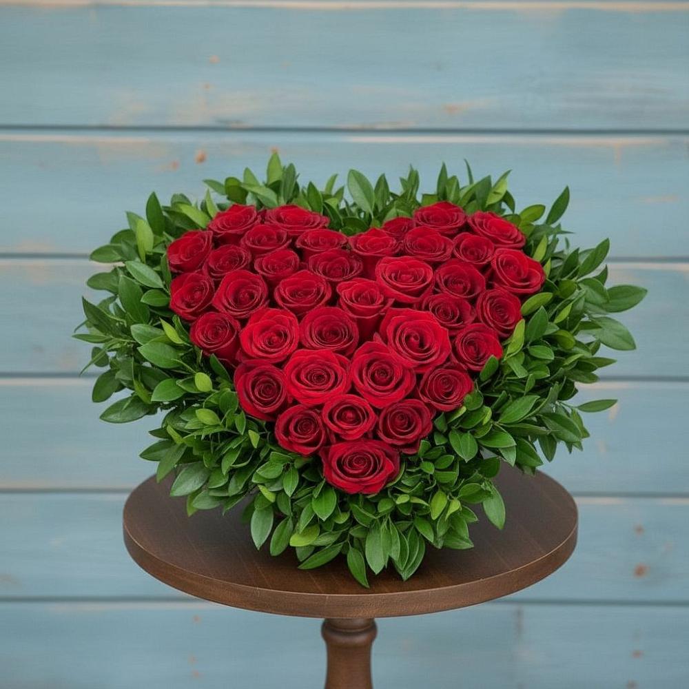 Цветочная композиция из Розы в виде сердца в Тарногском Городке