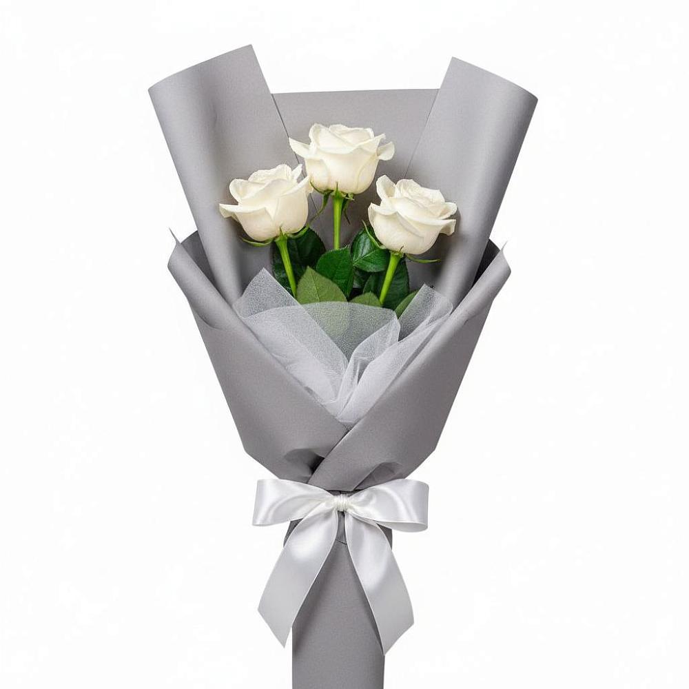 Букет 3 белые розы в Тарногском Городке