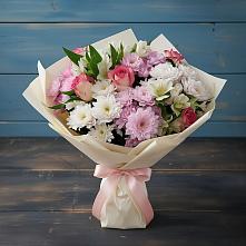 Букет цветов из:  Хризантемы, Альстромерии и Розы в Тарногском Городке
