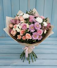 Букет цветов из:  Хризантемы, Розы и Альстромерии в Тарногском Городке