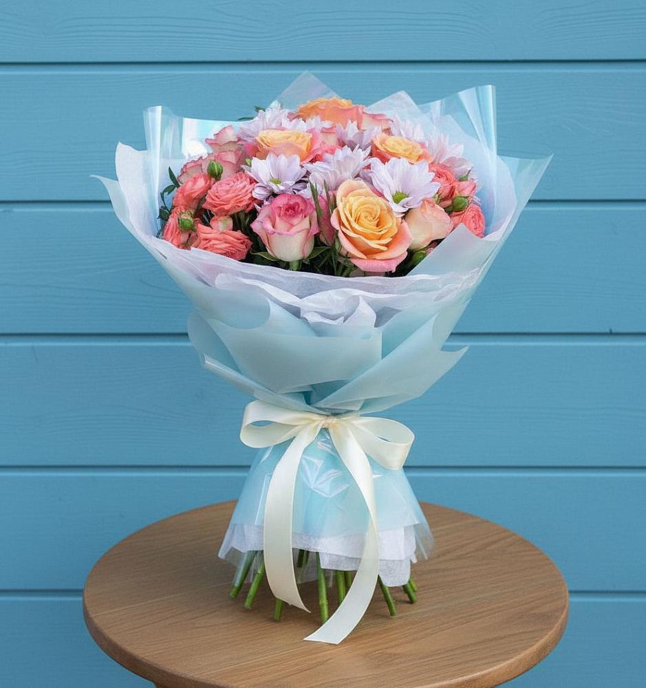 Букет цветов из: Хризантемы и Розы в Тарногском Городке