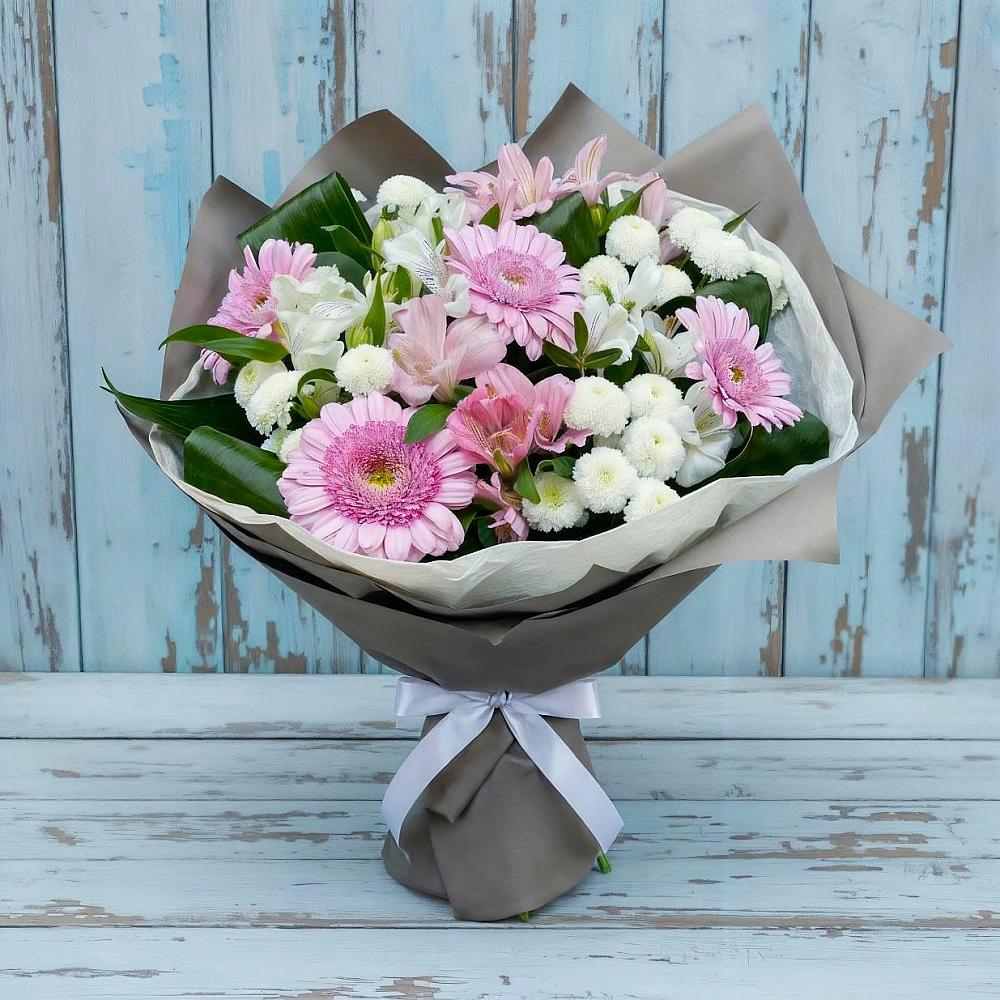 Букет цветов из: Герберы, Альстромерии и Хризантемы в Тарногском Городке