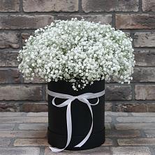 Цветочная композиция из Гипсофила в шляпной коробке в Тарногском Городке